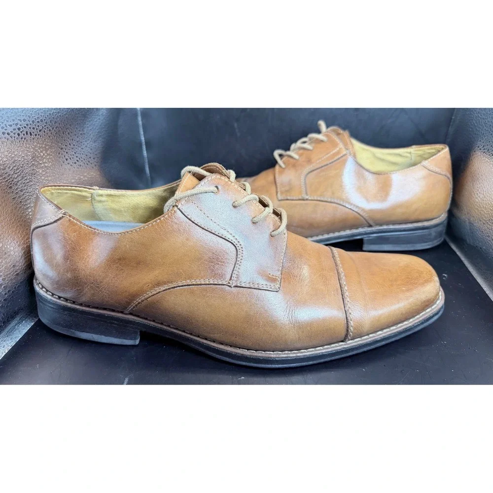 Marc Joseph New York Mens 12W‎ Tan Leather Cap Toe Derby Dress Shoes Brazil